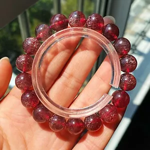 Bracciale 10,5mm Naturale Bellissimo Fragola Rossa Mica Quarzo Cristallo Perline C0905 - Foto 1 di 6