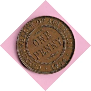 AUSTRALIA - 1936 REY GEORGE V UN CENTAVO 1d - Imagen 1 de 2