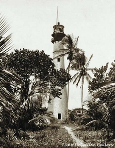 Alter Cape Florida Leuchtturm, Key Biscayne - um 1900 - historischer Fotodruck - Bild 1 von 1