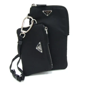 Prada Smartphone Case 2TT091 Black Nylon Used Neck Strap Mobile Case Coin Case - Picture 1 of 9