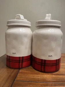 Rae Dunn | rot kariert 8,5" Kanister essen Handwerker Kollektion von Magenta - Bild 1 von 3