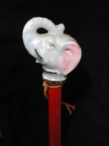 Vintage c 1930’s Carnival Cane ~ Porcelain Elephant Head ~ w/Metal Tip - Picture 1 of 9