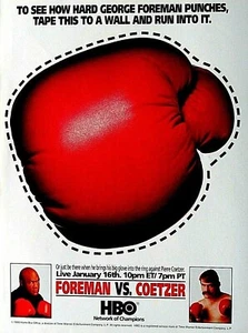 George Foreman Vs Pierre Coetzer Original Vintage 1993 HBO Print Ad 8.5 x 11" - Picture 1 of 4