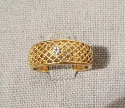 Avon золотистый корзина плетение кольцо искусственный бриллиант акцент широкая лента - Изображение 1 из 4