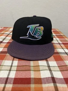 Tampa Bay Rays schwarz auf lila New Era Cooperstown Wolle 59fifty sitzende Mütze 7-1/8 - Bild 1 von 6