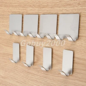 Stainless Steel 4Pcs Bathroom Self Adhesive Sticky Hooks Wall Storage Hanger - Picture 1 of 10