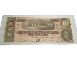 1864 Ten Dollar Note Confederate States of America, Richmond - $10 CSA - Picture 1 of 2