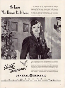 Print Ad Red Cross Motor Corps Woman 1942 WW2 General Electric 10.5"x13.5" - Picture 1 of 1