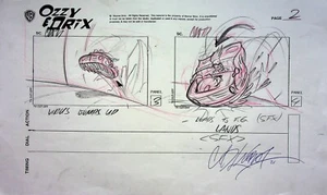 OZZY & DRIX TV 2002 Firmado por DAN KUBAT Producción Página de Guión Gráfico Dibujada a Mano #KB - Imagen 1 de 3