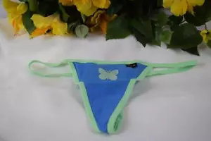 Victoria's Secret Cotton V-String L Skyline Blue With Embroidery - Picture 1 of 1