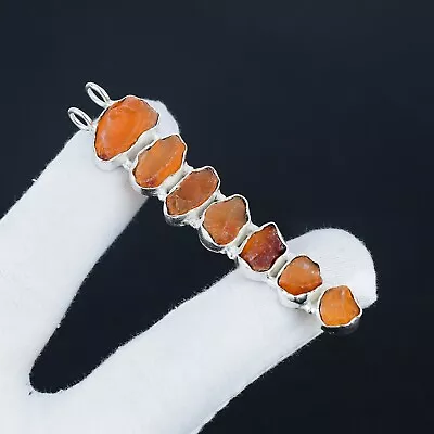 Naturale Corniola Grezzo Ciondolo Antico 925 Argento Gioielli Per Compleanno - Immagine 1 di 4