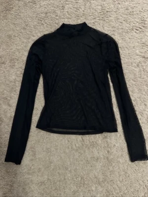 Forever 21 женщин длинным рукавом чистый черный топ блузка с высоким вырезом размер L - Изображение 1 из 4