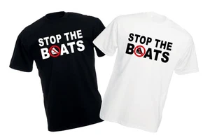 STOP THE BOATS T-Shirt, Funny Political Shirt, Anti-Illegal Immigration Tee - Picture 1 of 11