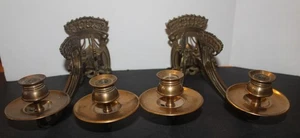 Paar viktorianische Messing/Bronze Schwinge Floral Klavier Wandlampen Ende 19. Jahrhundert - Bild 1 von 15