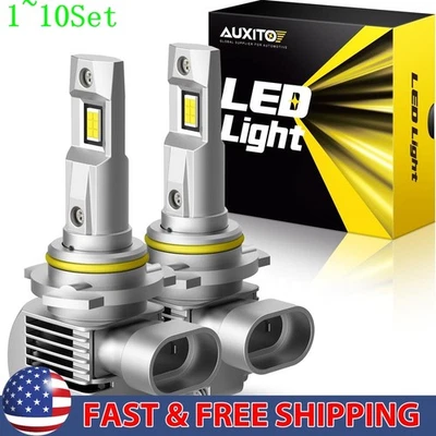 Auxito Headlight Bulb Xenon White LED Super Bright 9005 High Beam 6000K 1-10Set - Image 1 of 4