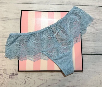 Victoria's Secret Encaje Lateral Ancho Tanga Hipster Panty Azul Claro M Foto 1 de 2