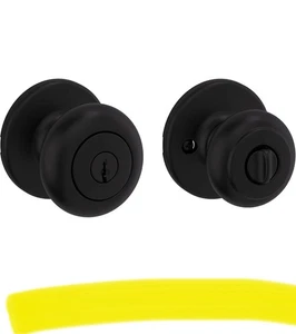 Kwikset Cove Eingangstürknauf mit Schloss und Schlüssel schwarz matt 94002-950 - Bild 1 von 6