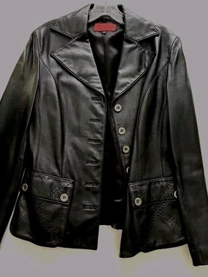 Nicola Berti Designer Women/Ladies 100% Italian Leather Dark Brown Jacket Size M - Image 1 of 4