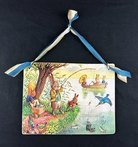 Vintage Ostern Postkarte Wandrelief Schild von Moonlight & Roses, Racey Helps - Bild 1 von 5