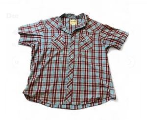 Wrangler Western Shirt Mens Short Sleeve Pearl Snap Red/blue Plaid Button Up 2XL - Picture 1 of 4