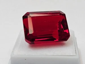 Red Ruby Emerald Cut 26+ Ct Natural Burma Certified Loose Gemstone For Pendant - Picture 1 of 8
