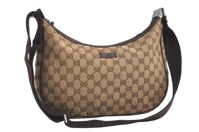 Authentic GUCCI Shoulder Cross Body Bag GG Canvas Leather 122790 Brown 4457N - Image 1 of 4