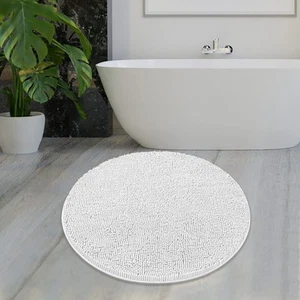 Round Area Rug Set for Bathroom | Soft Plush Chenille Bath Mat, Water Absorbe... - Picture 1 of 8