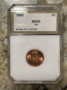 1995 Lincoln Cent Gem Brilliant Uncirculated Gem BU RED Old Green Label PCI Slab - Picture 1 of 7