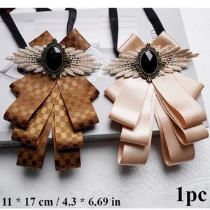 Men Pre-Tied Shirt Necktie Suit Rhinestone Bowtie Neckwear Collar Accessory Chic - Picture 1 of 16