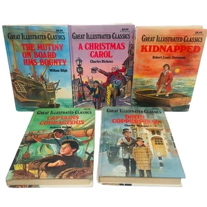 5 lot Great Illustrated Classics Kidnapped Captains Courageous Christmas Carol - Picture 1 of 19