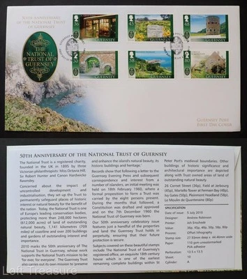 Guernsey Stamps: "National Trust of Guernsey - 50th Anniversary" FDC 2010 - Image 1 of 3