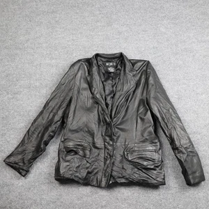 Mixit Leather Jacket Womens 16 Black Blazer Genuine Lambskin Notch Lapel Lined - Picture 1 of 12