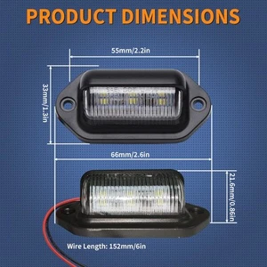 2PCS LED License Plate Light 12V to 24V DC Waterproof 6 LED License Plate - Picture 1 of 3