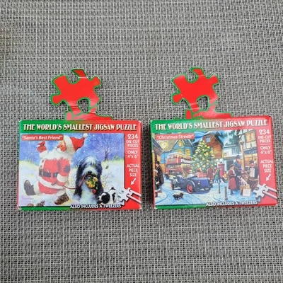 Lot Of 2 World's Smallest Jigsaw Puzzles Santa Christmas 4x6" TDC Puzzle SEALED - Image 1 of 4