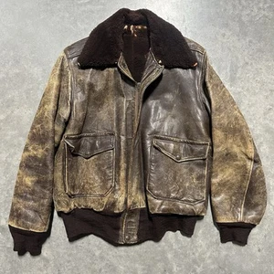Vintage 40s 50s Grais Horsehide Leather Type A-2 Jacket Bomber Brown Size 44 M - Picture 1 of 15