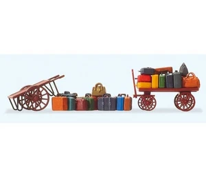 Preiser 17705 Carts (2) with Luggage (15) Plastic Figures H0 Gauge - POD Post - Picture 1 of 9