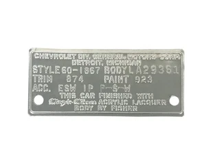 1958-1964 Chevrolet New Cowl Tag Stamping Service - Picture 1 of 4