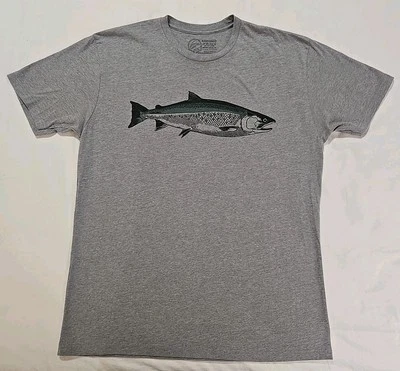 Uroko Men's Graphic Print Steel Head Trout T-Shirt Solid Grey Size XL - Image 1 of 4