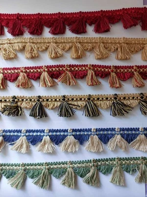 TASSEL FRINGING Trimming - 40mm Deep - Sold per Metre - Various Colours - Image 1 of 4