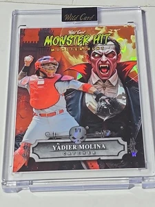 2025 Wild Card Haunted Hits Yadier Molina 1/1 Dracula Oil Spill Monster Hit - Picture 1 of 5