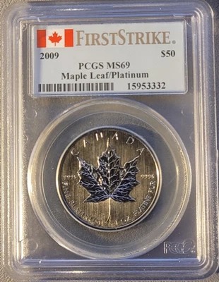 2009 $50 Canadian Platinum Maple Leaf- First Strike--PCGS MS69--low mintage - Image 1 of 4