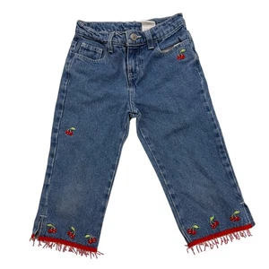 Jeans Jordache Niños Cereza Bordados Rojo Flecos Dobladillo Talla 7 - Imagen 1 de 11