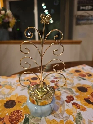 VNTG 1970s Avon Keepsake Moonwind Cream Sachet Jar | Gold Tone Jewelry Ring Tree - Image 1 of 4