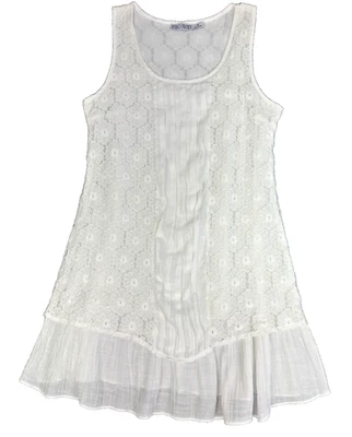 Retro Threads Dress Women M White Floral Lace Sheer Lined - Image 1 of 4