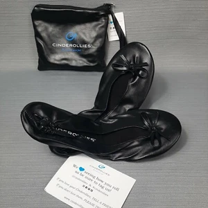 Cinderollies Foldable Ballet Flats Shoes Travel Pouch Black Size 8.5-9.5 - Picture 1 of 9