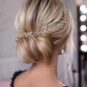 Women Flower Wedding Bridal Hair Accessories Hair Piece Crystal Pearl Head Band - Picture 1 of 26