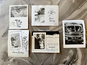 Cinco Maravillosas Fotos de Tarjeta de Felicitación Navidad Vacaciones Años 40 50 Original - Imagen 1 de 7