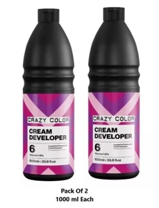 2 X Crazy Color Cream Developer 1.9% 6 volume 1000ml Each - Picture 1 of 4