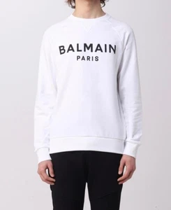 SIZE S BALMAIN FELPA BALMAIN GIROCOLLO COLORE BIANCO STAMPA NERO SOTTOCOSTO - Imagen 1 de 3