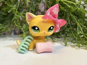 Littlest Pet Shop 2194 LPS authentisch gelb creme Kurzhaar Kätzchen Katze grün - Bild 1 von 8